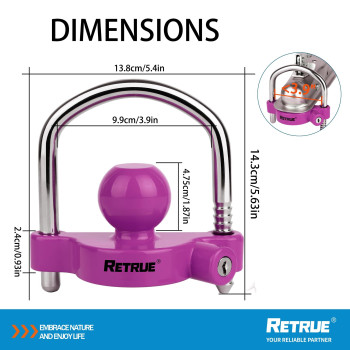 Retrue Universal Coupler Lock Trailer Locks Ball Hitch Trailer Hitch Lock Adjustable Security Heavyduty Steel Fits 178 Inch