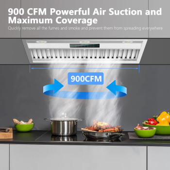 30 Inch Insert Range Hood 900 Cfm Ductedductless Builtin Range Hood Charcoal Filter Included Stainless Steel Kitchen Vent Ho