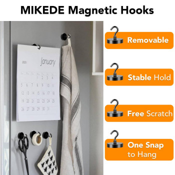 Mikede Magnetic Hooks 150Lb Super Strong Magnet Hooks Heavy Duty For Cruise Essentials Black Neodymium Earth Magnets With Hook