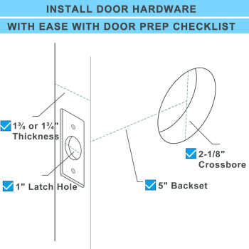 Aceplanet 5 Backset Entry Door Latch Fits 1964 76Mm Square Interface Knobset Square Corner Faceplate Nonhanded Satin