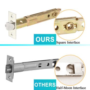 Aceplanet 5 Backset Entry Door Latch Fits 1964 76Mm Square Interface Knobset Square Corner Faceplate Nonhanded Satin