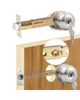 Aceplanet 5 Backset Entry Door Latch With Standard Keyed Knobset 1964 76Mm Square Interface With Square Corner Faceplat