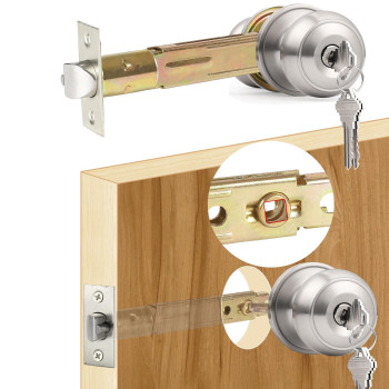 Aceplanet 5 Backset Entry Door Latch With Standard Keyed Knobset 1964 76Mm Square Interface With Square Corner Faceplat