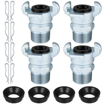 Therwen 4 Sets Npt Iron Air Hose Fitting 2 Lug Universal Coupling Chicago Fitting For Female And Male End 1 Male End