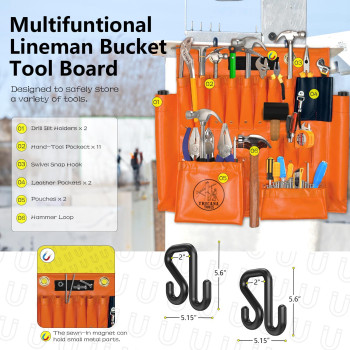 Lineman Tool Board Aerial Apron Wmagnet Bucket Truck Tools Organizer With Over 16 Pockets And Aerial Bucket Hooks Tool Organ