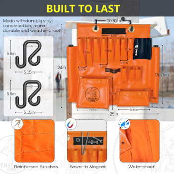 Lineman Tool Board Aerial Apron Wmagnet Bucket Truck Tools Organizer With Over 16 Pockets And Aerial Bucket Hooks Tool Organ