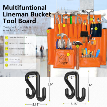 Lineman Tool Board Aerial Apron Bucket Truck Tools Organizer With Over 16 Pockets And Aerial Bucket Hooks Tool Organizer For