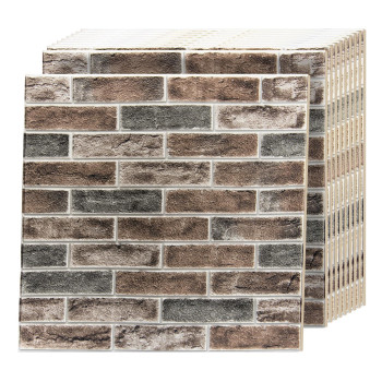 Art3D 10Pcs Large Size 525 Sqft 3D Selfadhesive Foam Brick Wall Panels Gray Brown10 Pack