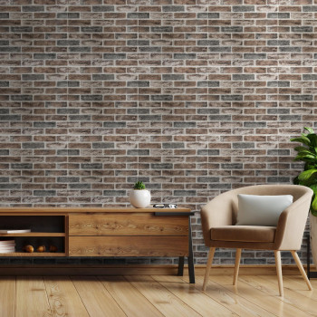 Art3D 10Pcs Large Size 525 Sqft 3D Selfadhesive Foam Brick Wall Panels Gray Brown10 Pack