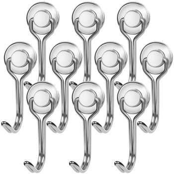 Mikede Magnetic Hooks 25Lbs 10 Pack Swivel Swing Magnetic Hook Strong Magnet With Hooks Magnetic Hooks For Hanging Heavy Duty