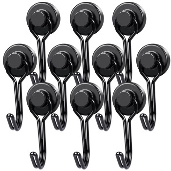 Mikede Magnetic Hooks 25Lbs 10 Pack Black Swivel Swing Magnetic Hook Strong Magnet With Hooks For Hanging Heavy Duty Neodymium