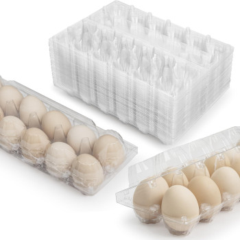 40 Pack Plastic Egg Cartons Cheap Bulk 1 Dozen Clear Empty Egg Cartons For Chicken Eggs 2X6 Grids Reusable Egg Carton For Family