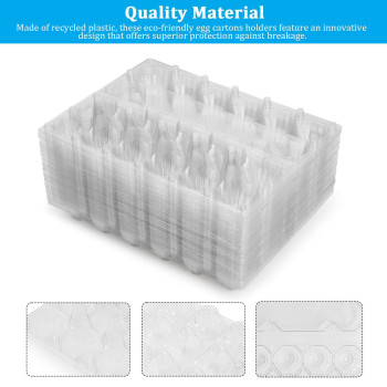 40 Pack Plastic Egg Cartons Cheap Bulk 1 Dozen Clear Empty Egg Cartons For Chicken Eggs 2X6 Grids Reusable Egg Carton For Family