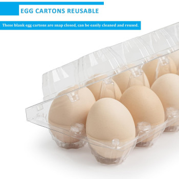 40 Pack Plastic Egg Cartons Cheap Bulk 1 Dozen Clear Empty Egg Cartons For Chicken Eggs 2X6 Grids Reusable Egg Carton For Family