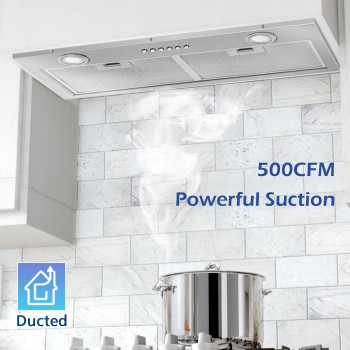 Oneeon 30 Range Hood Insert 500 Cfm Stainless Steel Builtin Kitchen Vent W 4Speed Exhaust Fan Dishwashersafe Baffle Fil