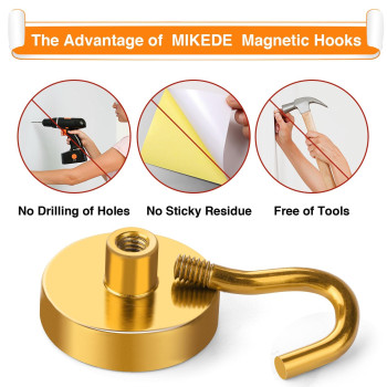 Mikede Magnetic Hooks Heavy Duty 80Lbs Strong Magnets With Hooks For Cruise Super Neodymium Earth Magnets Hooks For Refrigerat