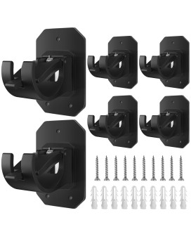 6Pcs Upgraded No Drill Curtain Rod Brackets No Drilling Curtain Rod Holders Self Adhesive Curtain Rod Hooks Nail Free Adjustable