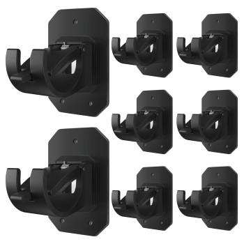 8Pcs Upgraded No Drill Curtain Rod Brackets No Drilling Curtain Rod Holders Self Adhesive Curtain Rod Hooks Nail Free Adjustable