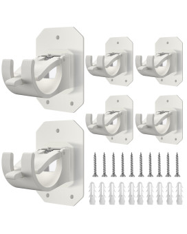 6Pcs Upgraded No Drill Curtain Rod Brackets No Drilling Curtain Rod Holders Self Adhesive Curtain Rod Hooks Nail Free Adjustable