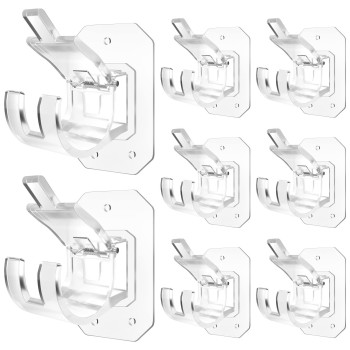 8Pcs Upgraded No Drill Curtain Rod Brackets No Drilling Curtain Rod Holders Self Adhesive Curtain Rod Hooks Nail Free Adjustable