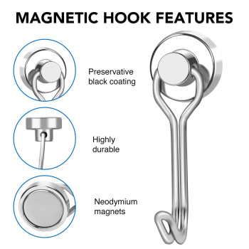 Lovimag Magnetic Hook Magnetic Hooks For Refrigerator Stong Swivel Magnet Hooks Neodymium Magnets With Hooks 25Lbs Magnetic Ha