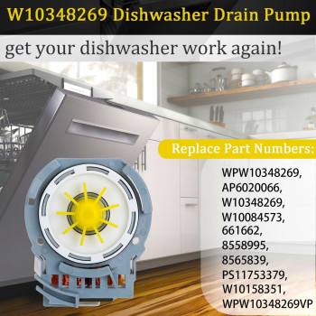 Yendse W10348269 Dishwasher Drain Pump Oem Quality Replace Wpw10348269 Ap6020066 W10084573 661662 8558995 8565839 Ps1175