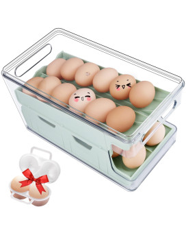 Vphom Rolling Egg Holder For Refrigerator With Organizer Bin 24 Egg Dispenser For Refrigerator Fridge Countertop Rolling Egg