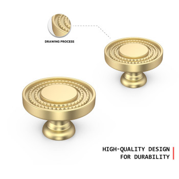 Homdiy 10 Pack Solid Gold Knobs Brass Cabinet Knobs Knurled Zinc Alloy Dresser Knobs For Drawer Desk Cabinets