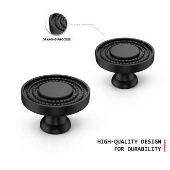 Homdiy 10 Pack Black Cabinet Knobs Knurled Dresser Knobs Zinc Alloy Solid Drawer Knobs For Kitchen Cabinets And Drawers