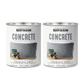 Rustoleum 3799062Pk Concrete Interior Wall Paint Quart Charcoal 32 Fl Oz Pack Of 2