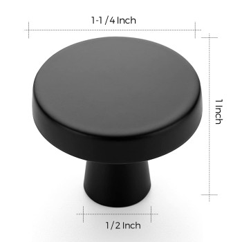 Ravinte 60 Pack 114 Inch Kitchen Cabinet Knobs Solid Round Dresser Drawer Knobs Matte Black Dresser Knobs Simple Cabinet Hardw