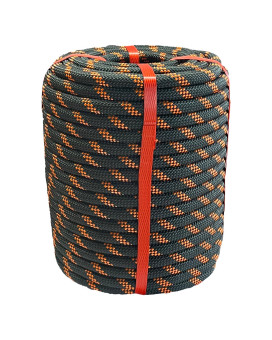 Arborist Rigging Rope Bull Rope Black 12 In X 200Ft Polyester Braided Arborist Rope 48 Strands For Various Outdoor Applicatio