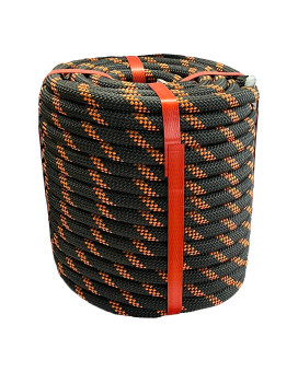 Arborist Rigging Rope Bull Rope Black 12 In X 100Ft Polyester Braided Arborist Rope 48 Strands For Various Outdoor Applicatio