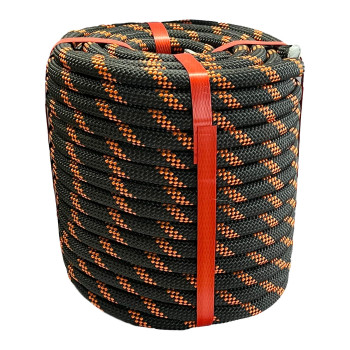 Arborist Rigging Rope Bull Rope Black 12 In X 100Ft Polyester Braided Arborist Rope 48 Strands For Various Outdoor Applicatio