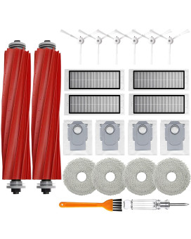 Accessories Kit Compatible With Roborock Q Revo Robtic Vacuum Cleaner 2 Main Brush Roller 4 Hepa Filters 4 Mop Pads 4 Dust Bag