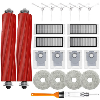 Accessories Kit Compatible With Roborock Q Revo Robtic Vacuum Cleaner 2 Main Brush Roller 4 Hepa Filters 4 Mop Pads 4 Dust Bag