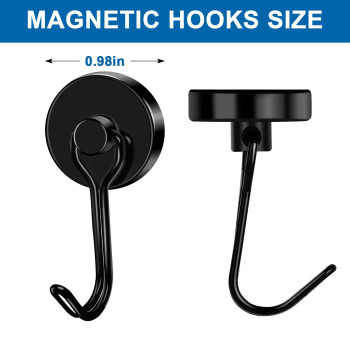 Lovimag Magnetic Hooks 80Lbs Swivel Magnetic Hooks Heavy Duty For Hanging Strong Neodymium Magnets Hooks Black Magnetic Hooks