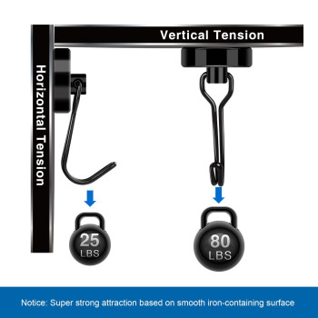 Lovimag Magnetic Hooks 80Lbs Swivel Magnetic Hooks Heavy Duty For Hanging Strong Neodymium Magnets Hooks Black Magnetic Hooks