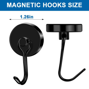 Lovimag Magnetic Hooks 110Lbs Magnet Hooks Strong Magnetic Hooks Cruise Swivel Neodymium Magnets With Hooks Black Magnetic Hooks