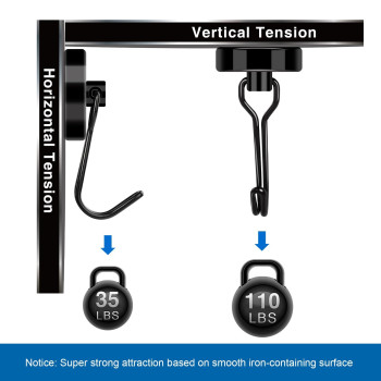Lovimag Magnetic Hooks 110Lbs Magnet Hooks Strong Magnetic Hooks Cruise Swivel Neodymium Magnets With Hooks Black Magnetic Hooks
