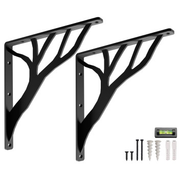 Rustic Tree Shelf L Brackets By Balin Designs Black For 12 14 Shelves Heavyduty Decorative Metal Mantel Bracket Suppo