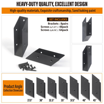 Wocepu 45 Stair Angle Stainless Steel Deck Railing Brackets Connectors For 2X4 Actual 15X35 Railing Wood Post 8 Pai