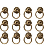 Rzdeal 12 Pack Solid Antique Brass Cabinet Pulls Ring Drawer Pulls Antique Style Kitchen Cabinet Handles Pulls Vintage Pulls Br