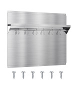 Ekon Stainless Steel Backsplash 24 X 30 Inch Wall Shield For Kitchen Easy Clean And Installation With Builtin Storage Shelf And