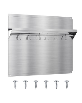 Ekon Stainless Steel Backsplash 24 X 30 Inch Wall Shield For Kitchen Easy Clean And Installation With Builtin Storage Shelf And