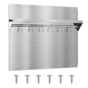 Ekon Stainless Steel Backsplash 24 X 30 Inch Wall Shield For Kitchen Easy Clean And Installation With Builtin Storage Shelf And