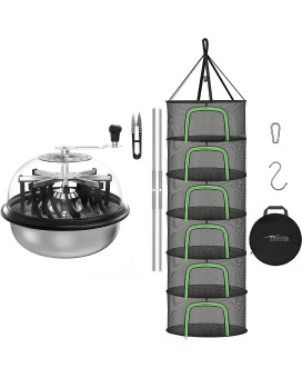 Ipower 16 Bud Leaf Bowl Trimmer With Sharp Stainless Steel Blades And 2Ft 6Layer Herb Drying Rack For Spin Cutting Plant Buds