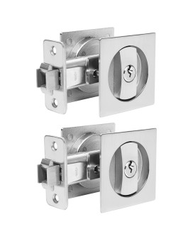 Dontay 2 Pack Pocket Door Lock With Key Contemporary Entrance Sliding Barn Door Lock Latch Recessed 2 Sided 2 38 Backset