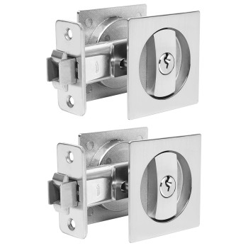 Dontay 2 Pack Pocket Door Lock With Key Contemporary Entrance Sliding Barn Door Lock Latch Recessed 2 Sided 2 38 Backset