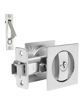 Dontay Pocket Door Lock With Key Contemporary Entrance Sliding Barn Door Lock Latch Recessed 2 Sided 2 38 Backset Flush H